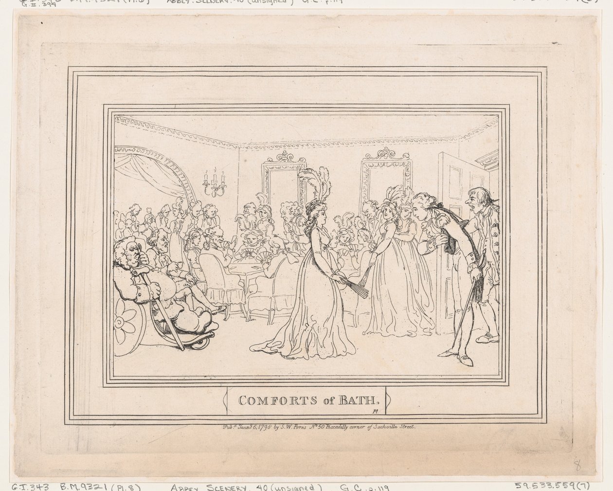 Comforts of Bath, płyta 8, 6 stycznia 1798., 6 stycznia 1798. autorstwa Thomas Rowlandson