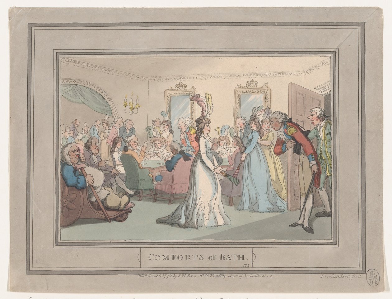 Comforts of Bath, płyta 8, 6 stycznia 1798., 6 stycznia 1798. autorstwa Thomas Rowlandson