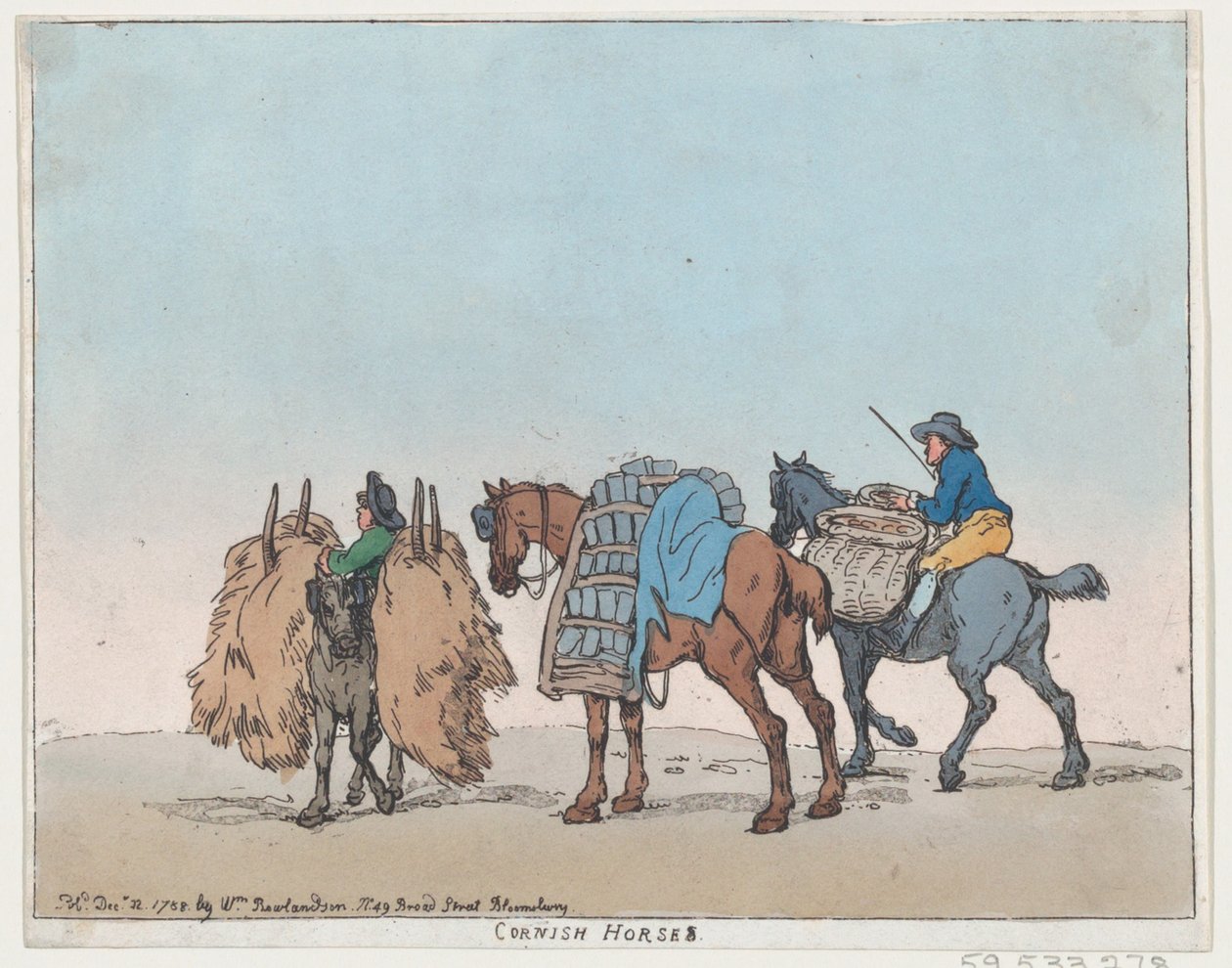 Cornish Horses, 29 grudnia 1788 r., 29 grudnia 1788 r. autorstwa Thomas Rowlandson