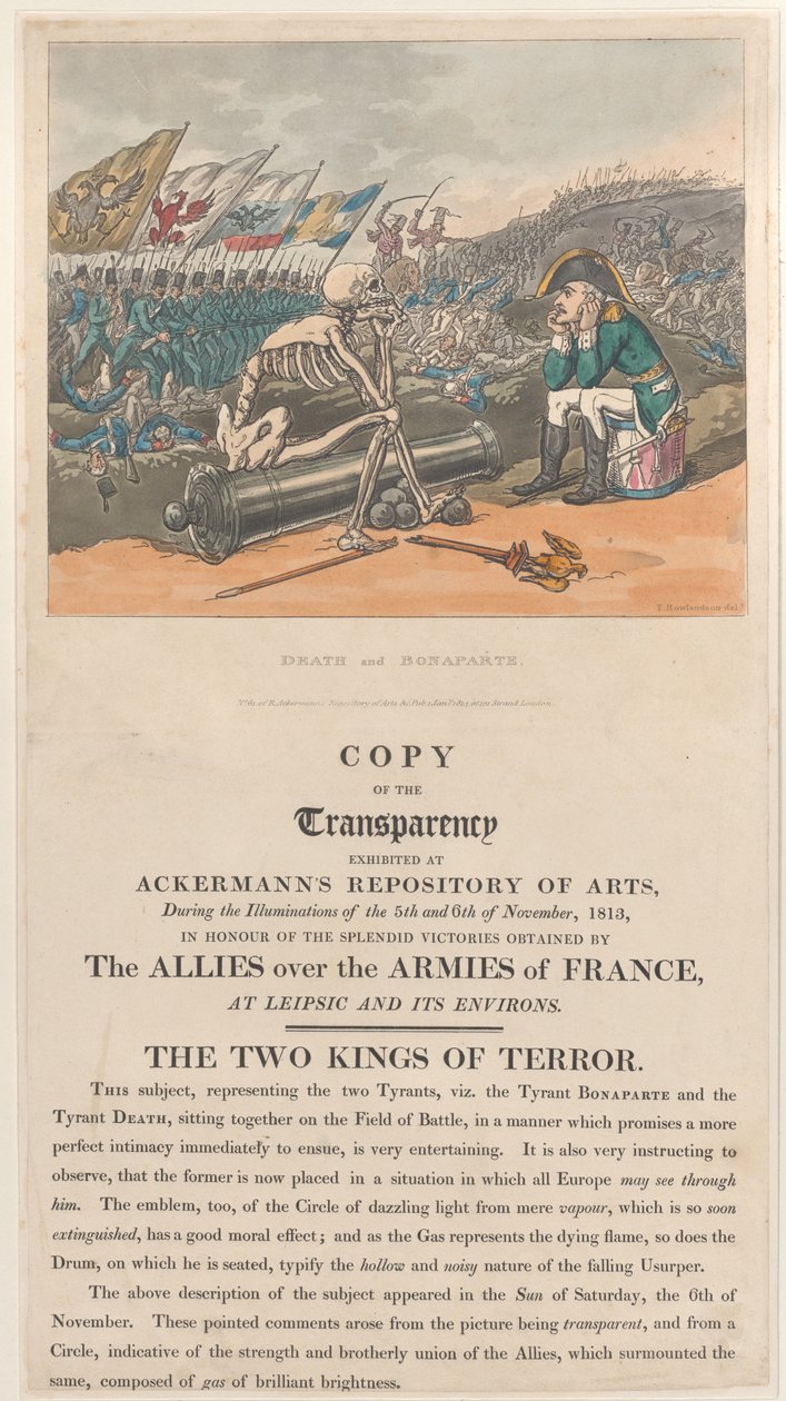 Śmierć i Bonaparte, Dwaj królowie terroru, 1 stycznia 1814, 1 stycznia 1814. autorstwa Thomas Rowlandson