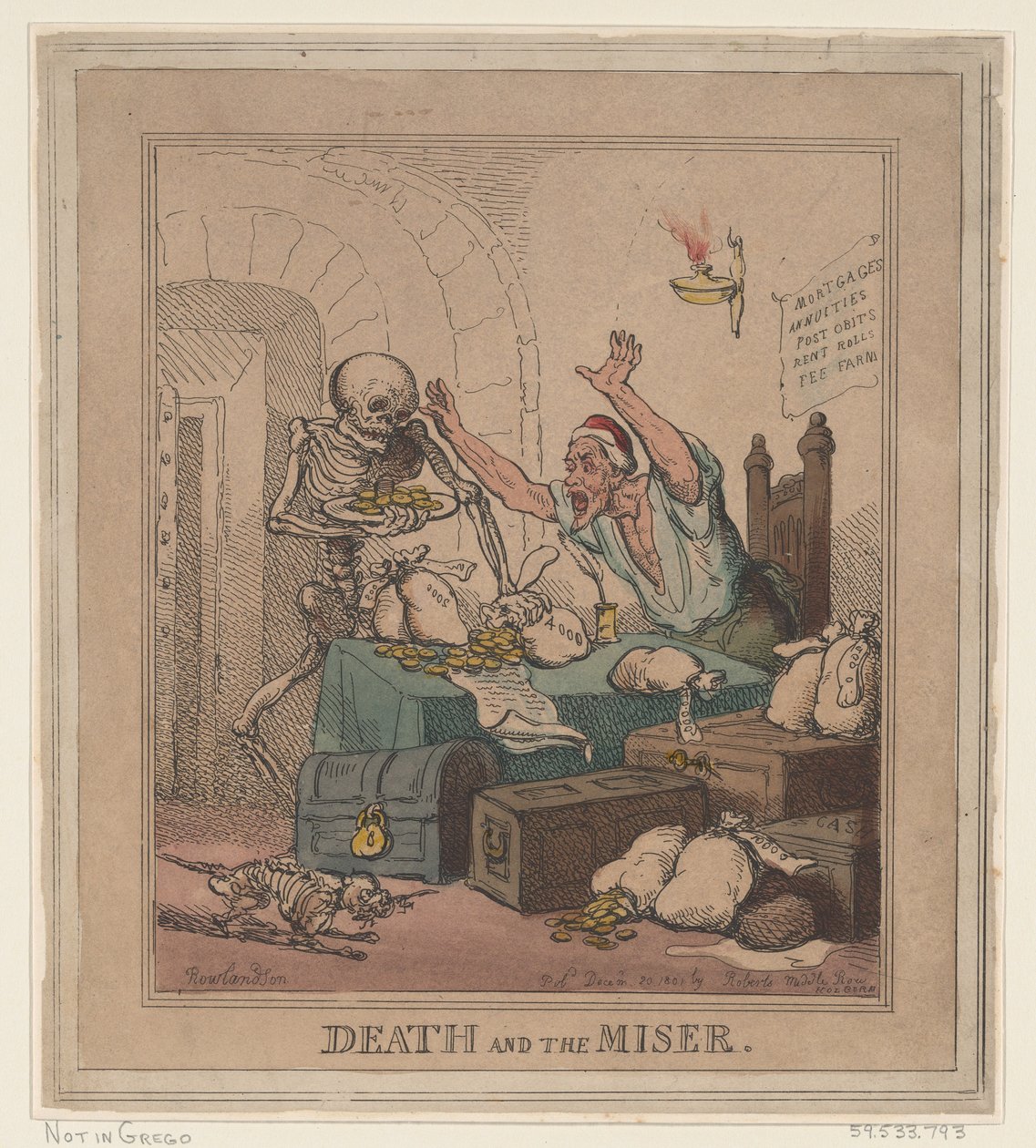 Śmierć i skąpiec, 20 grudnia 1801 r., 20 grudnia 1801 r. autorstwa Thomas Rowlandson