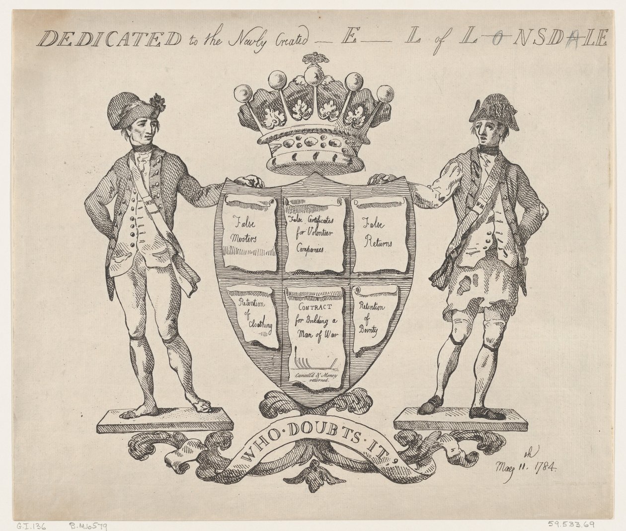 Poświęcony nowo utworzonemu E-l z L-nsd-le, 11 maja 1784., 11 maja 1784. autorstwa Thomas Rowlandson