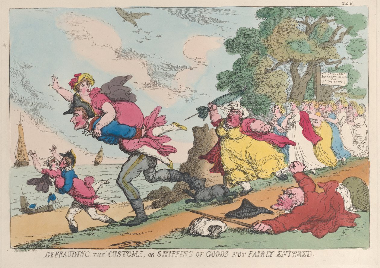 Oszustwo celne lub wysyłka towarów nieuczciwie wprowadzonych, 1 marca 1815 r., 1 marca 1815 r. autorstwa Thomas Rowlandson
