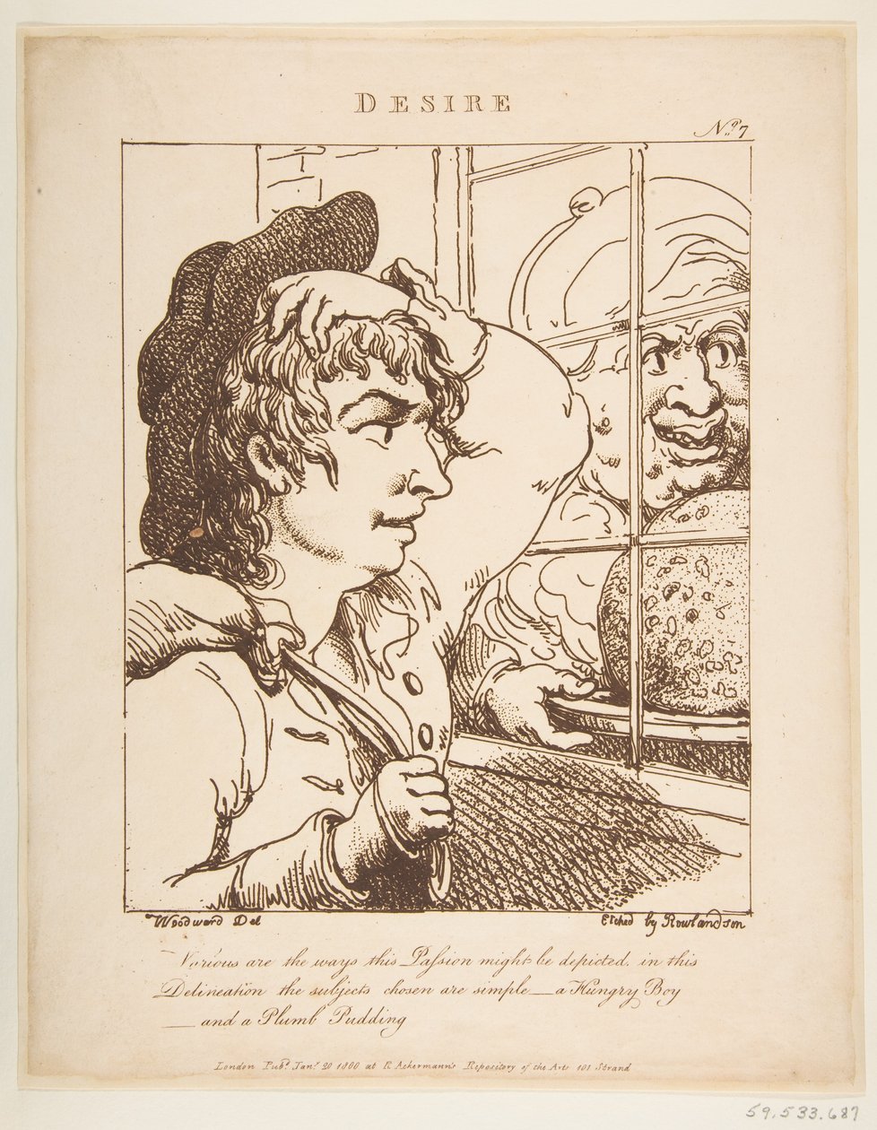 Desire Le Brun Travested, czyli karykatury namiętności, 20 stycznia 1800 r. autorstwa Thomas Rowlandson