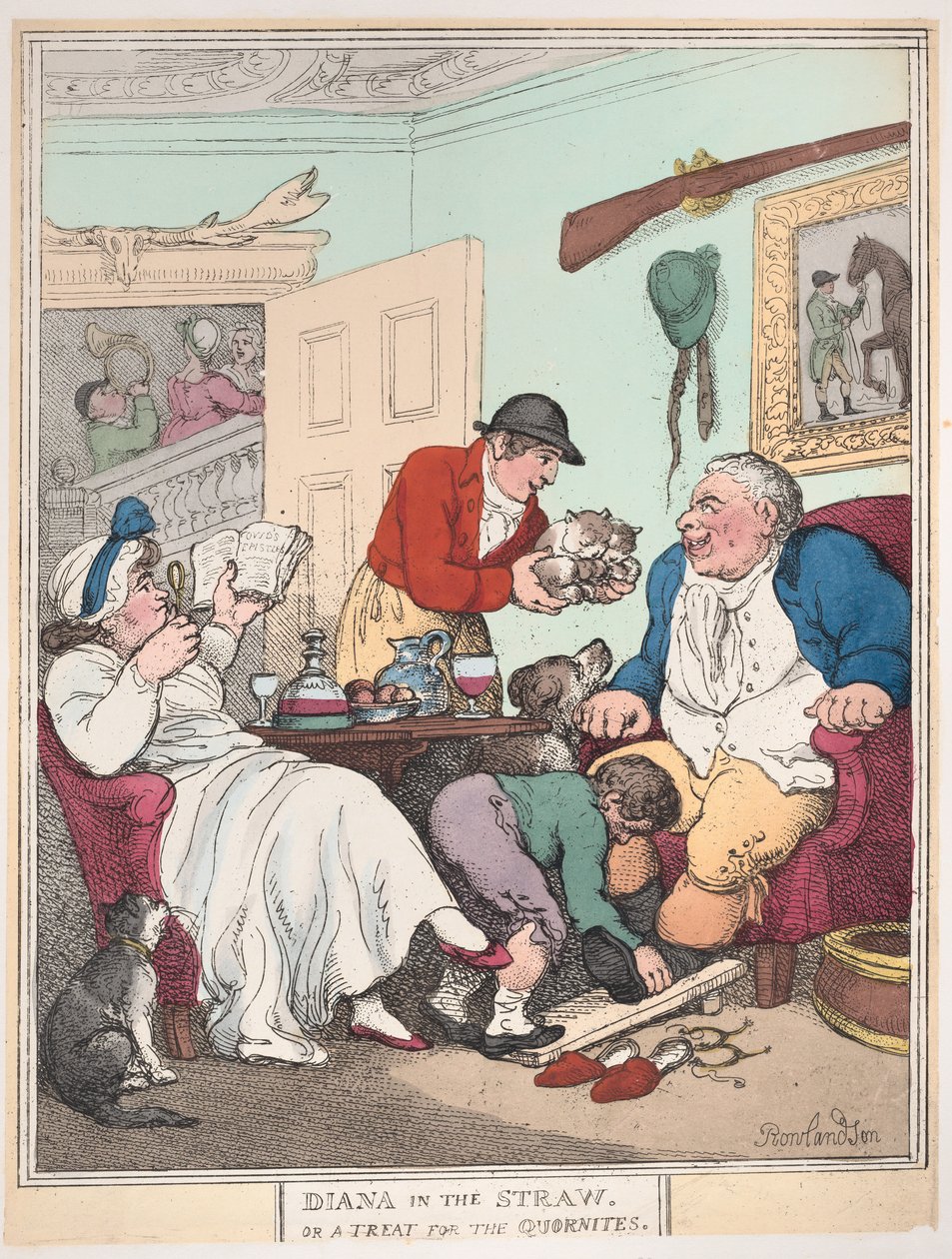 Diana w słomie, czyli smakołyk dla Quornites, 1 stycznia 1804, 1 stycznia 1804. autorstwa Thomas Rowlandson