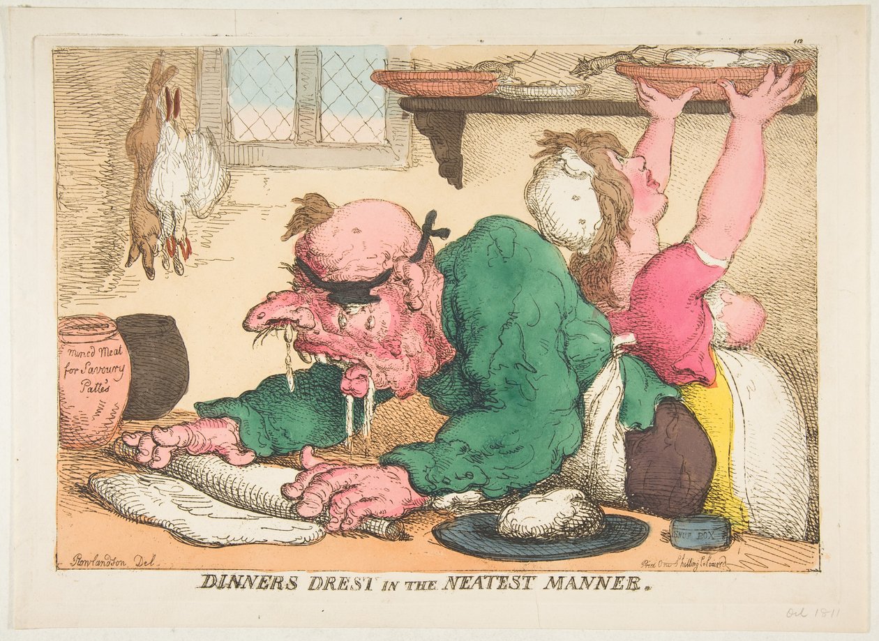 Kolacje Drest w najczystszej formie, październik 1811. autorstwa Thomas Rowlandson