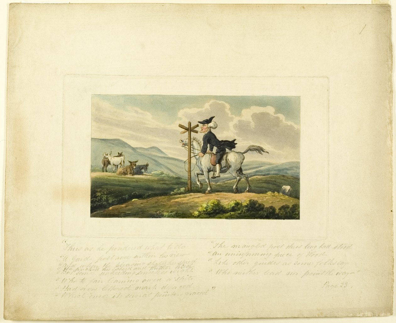 Doctor Syntax Losing His Way, z trasy Doctor Syntax autorstwa Thomas Rowlandson