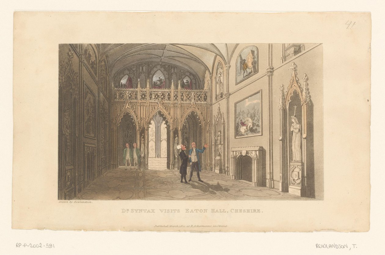 Doktor Syntax odwiedza Eaton Hall w Cheshire autorstwa Thomas Rowlandson