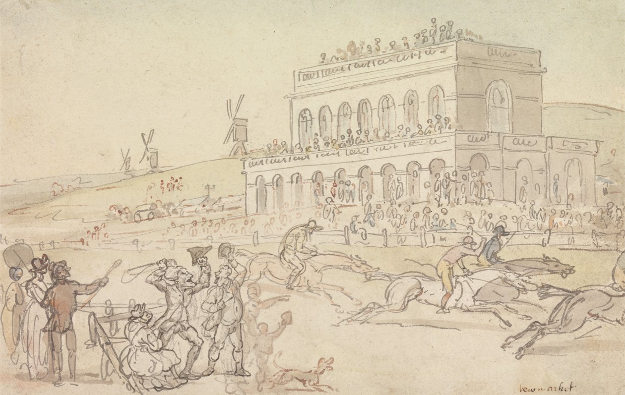 Doktor Syntax przegrywa swoje pieniądze na torze wyścigowym w Yorku autorstwa Thomas Rowlandson
