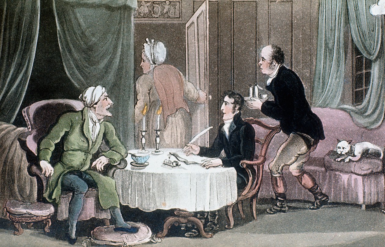 Doktor Syntax sporządza testament, ok. 1816 r. autorstwa Thomas Rowlandson