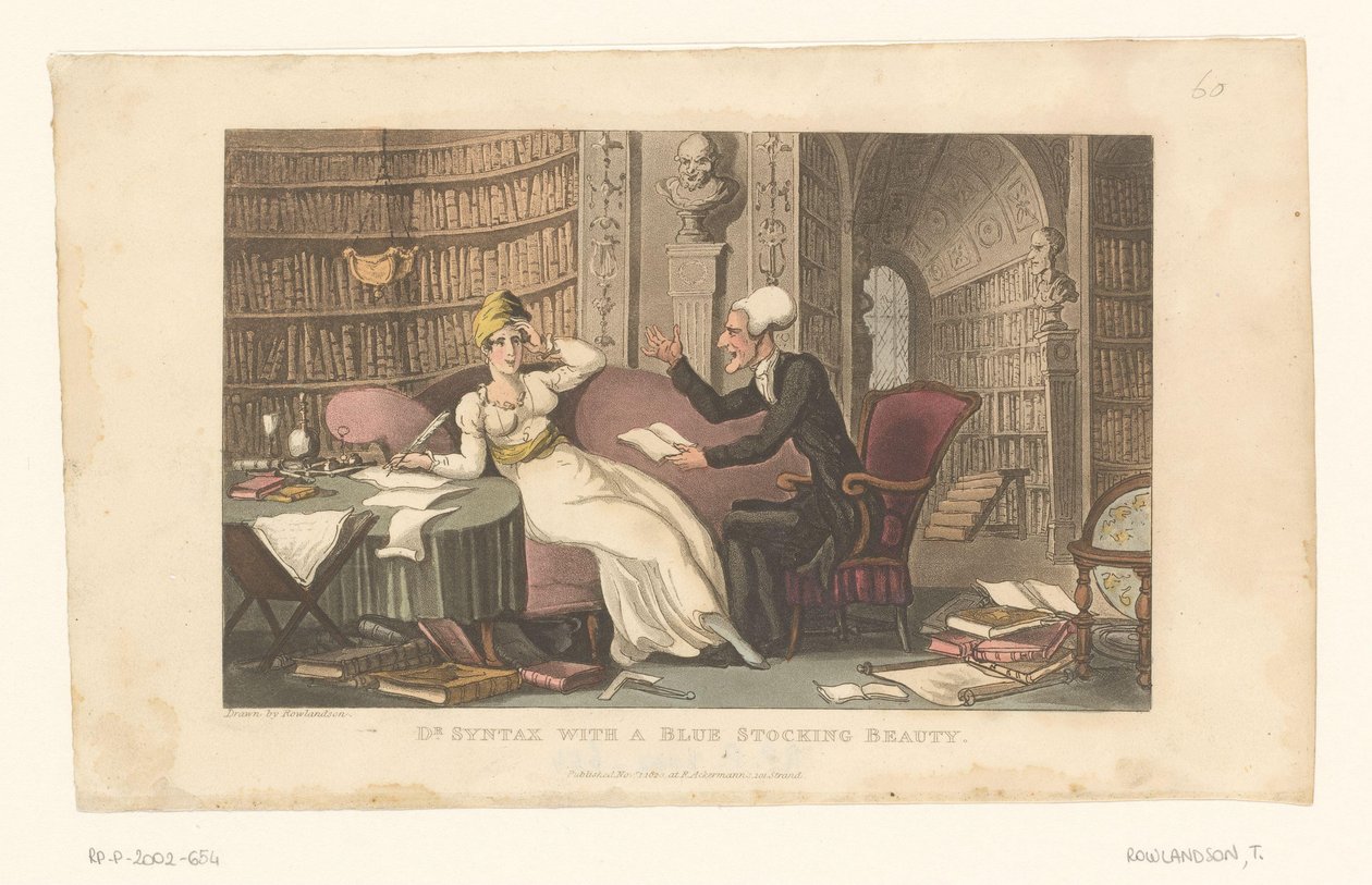 Doktor Syntax z kobietą w bibliotece autorstwa Thomas Rowlandson