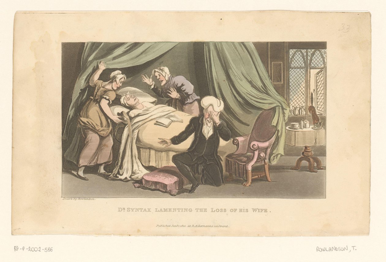 Doktor Syntax opłakuje swoją zmarłą żonę autorstwa Thomas Rowlandson