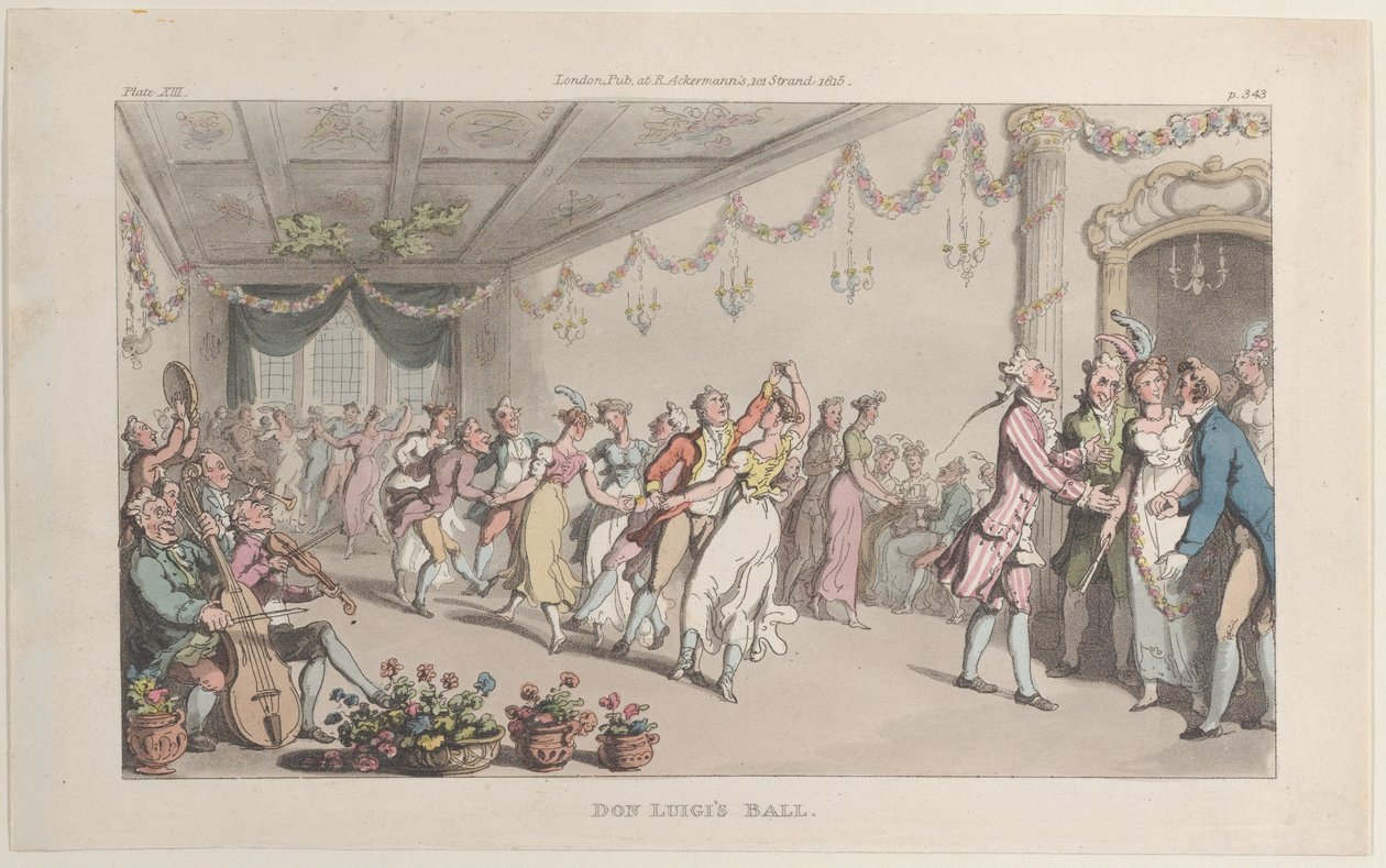 Bal Don Luigiego z Neapolu i Campagna Felice: w serii listów Add..., 1 czerwca 1815. autorstwa Thomas Rowlandson