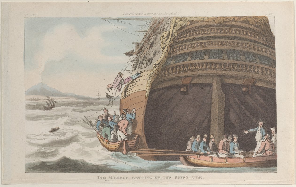 Don Michele Wstając z boku statku, z Neapolu i Campagna Felice: w..., 1 czerwca 1815. autorstwa Thomas Rowlandson