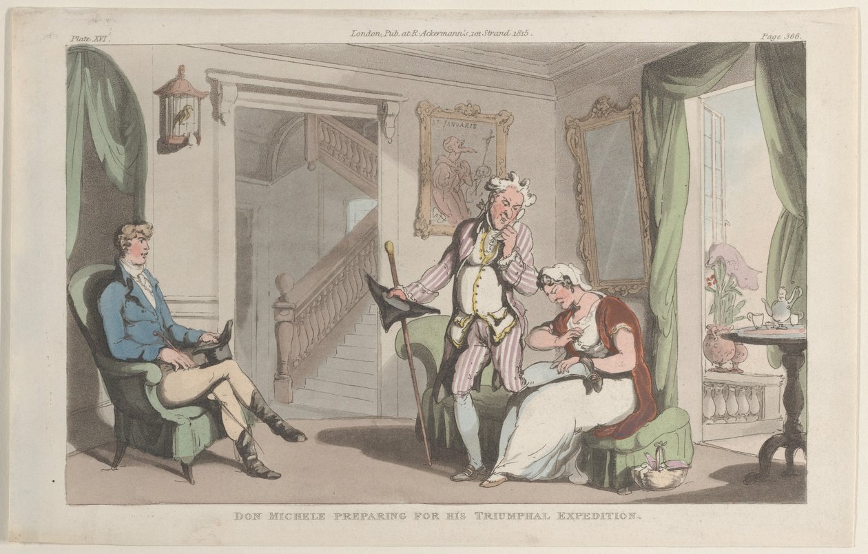 Don Michele Przygotowuje się do wyprawy triumfalnej z Neapolu i Kampanii…, 1 czerwca 1815 r. autorstwa Thomas Rowlandson
