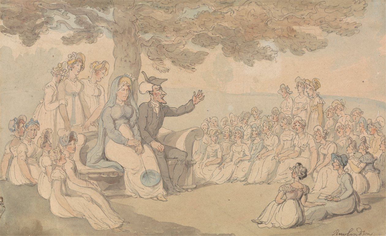 Dr Syntax odwiedza szkołę z internatem dla młodych dam autorstwa Thomas Rowlandson