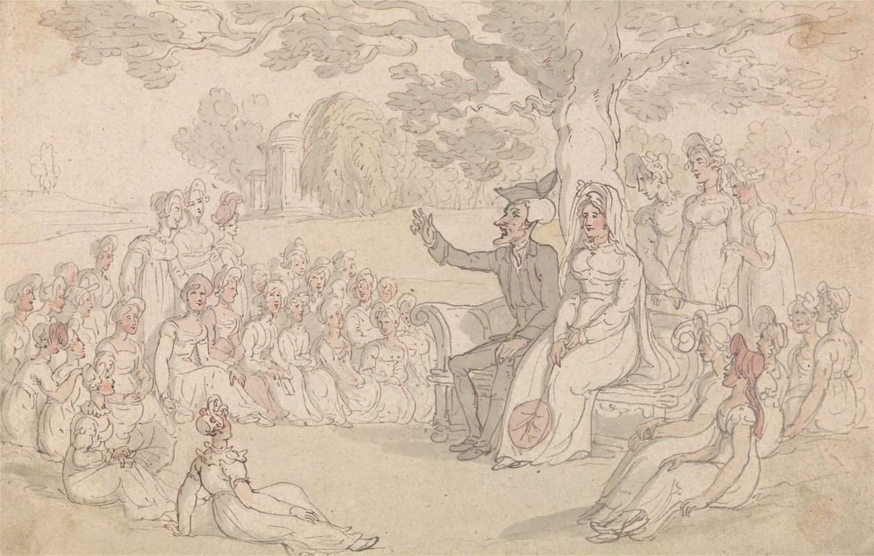 Dr Syntax odwiedza szkołę z internatem dla młodych dam autorstwa Thomas Rowlandson
