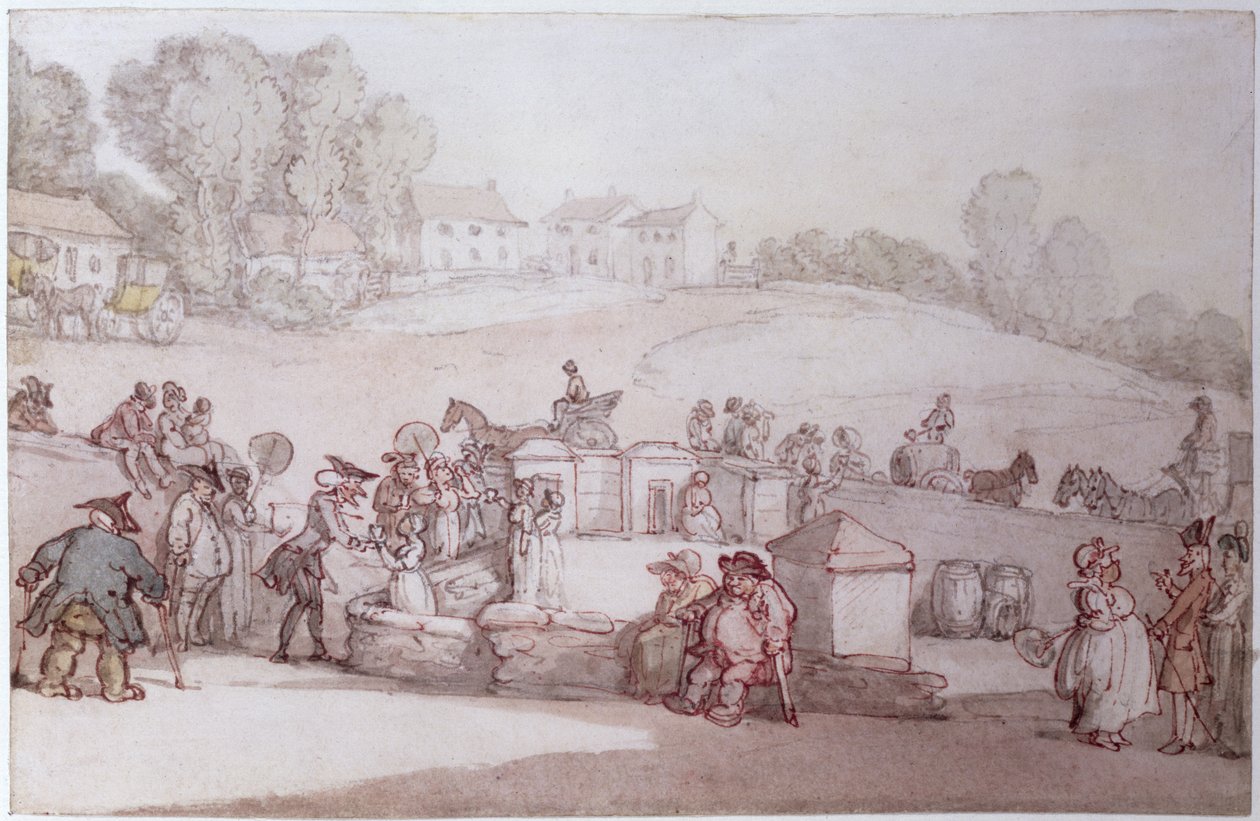 Dr Syntax w Harrogate Spa (długopis, toaleta i ołówek na papierze) autorstwa Thomas Rowlandson
