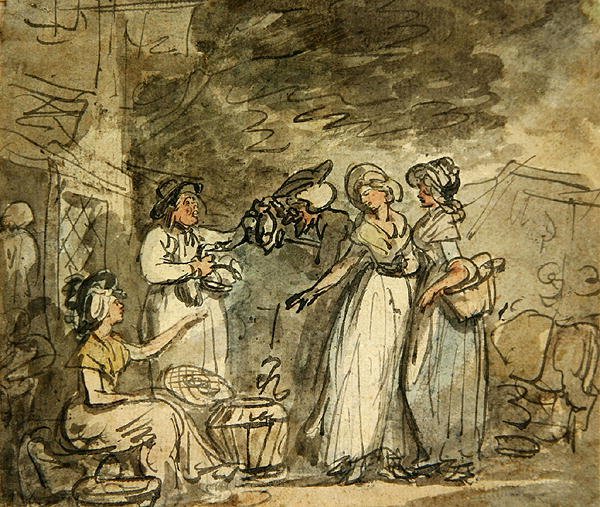 Targowanie Dr Syntax o kaczki (pióro i atrament oraz akwarela na papierze) autorstwa Thomas Rowlandson