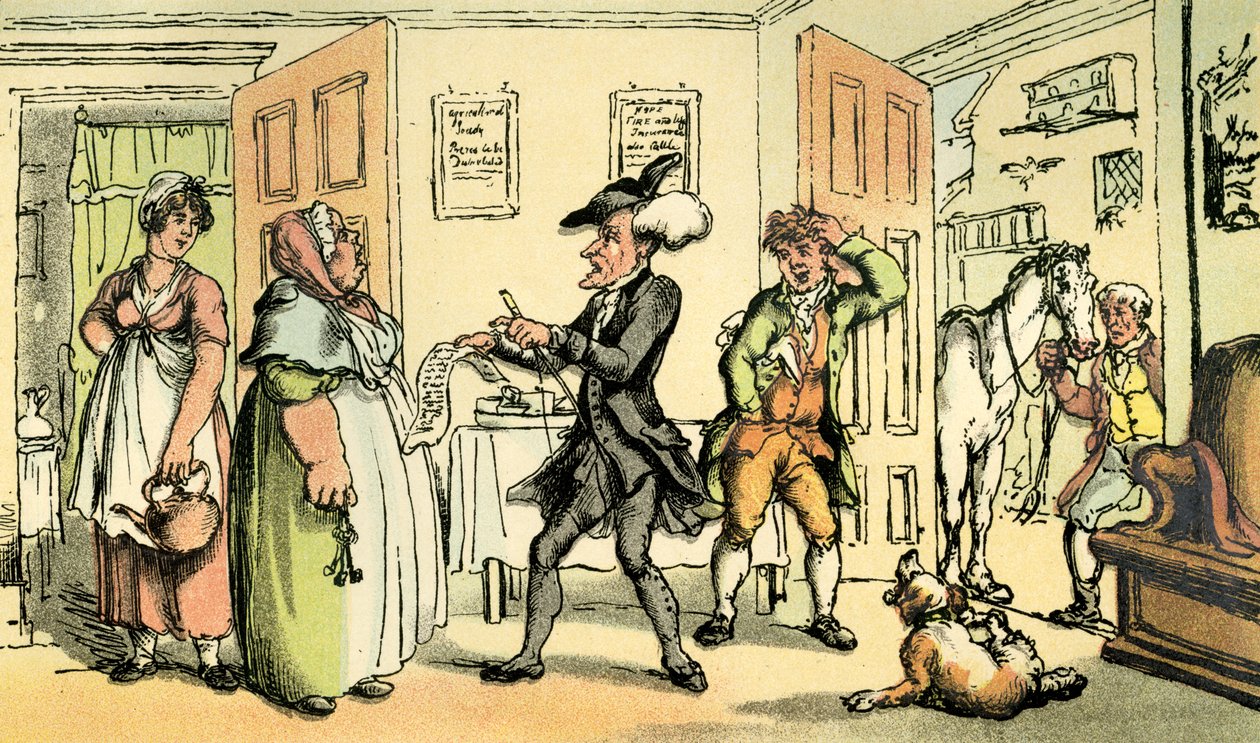 „Dr Syntax kwestionuje swój rachunek z gospodynią” autorstwa Thomas Rowlandson