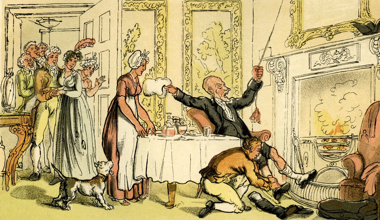 "Dr Syntax myli dom dżentelmena z karczmą" autorstwa Thomas Rowlandson
