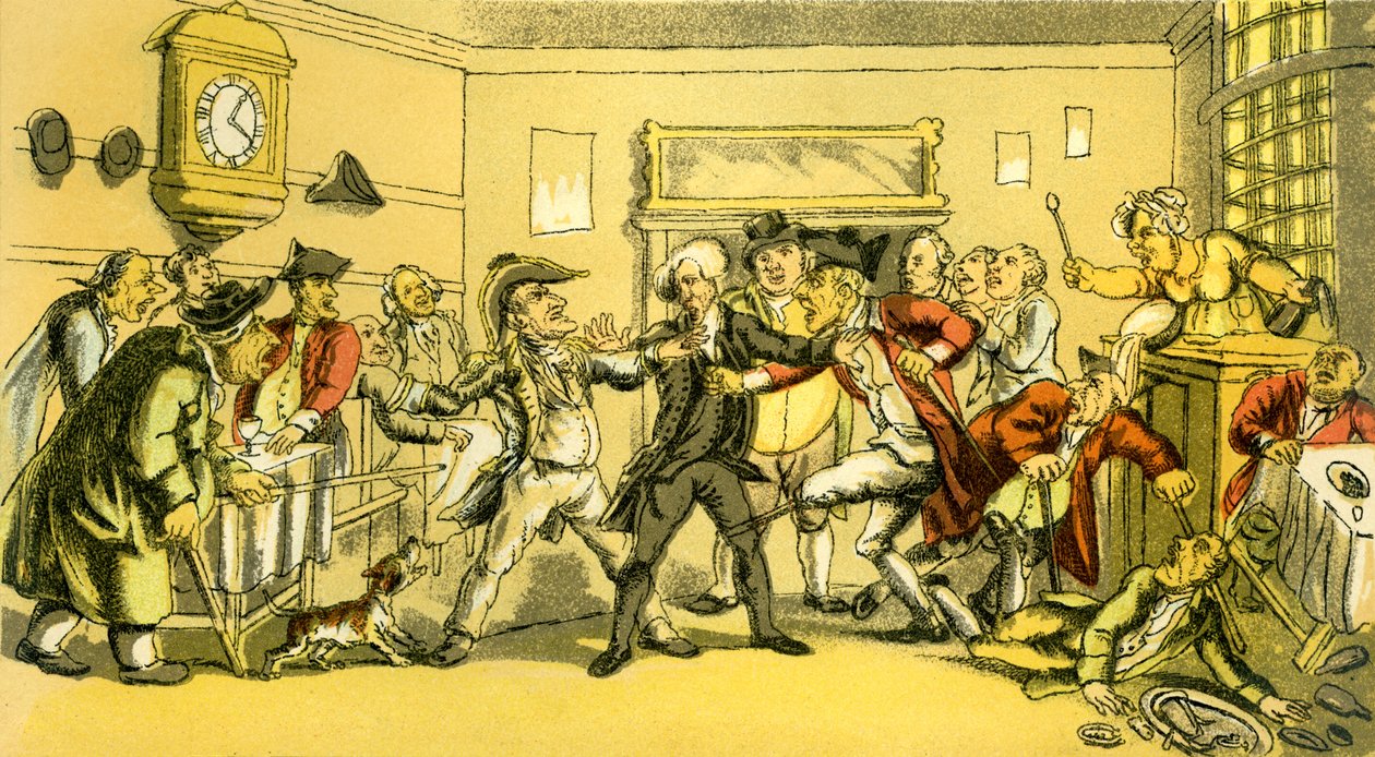 „Dr Syntax obecny na kłótni w kawiarni” autorstwa Thomas Rowlandson