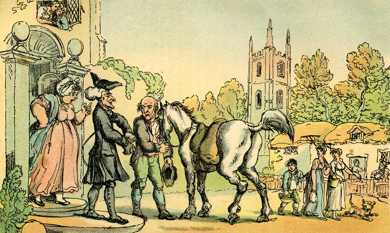 „Dr Syntax wyrusza w swoją wycieczkę do Jezior” autorstwa Thomas Rowlandson