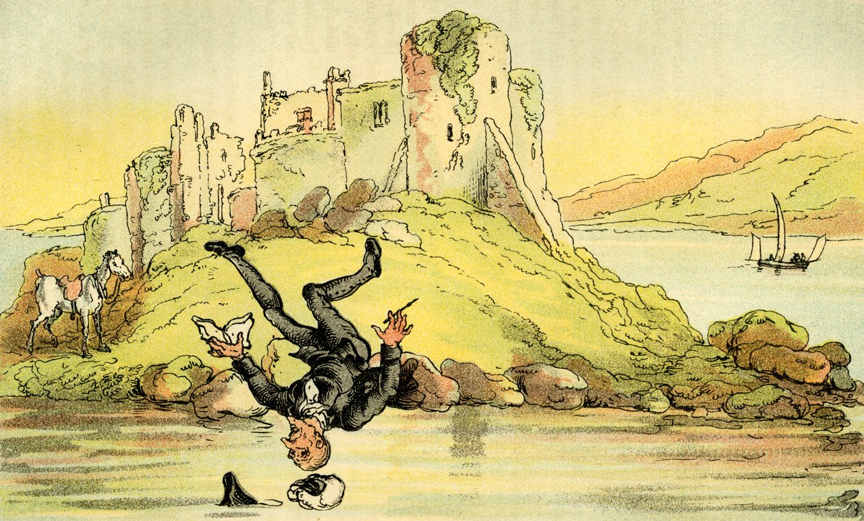 „Dr Syntax spada do wody” autorstwa Thomas Rowlandson