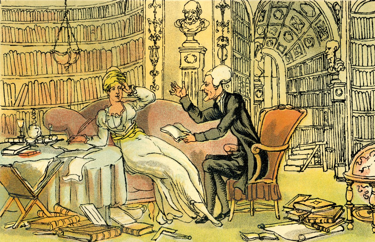 „Dr Syntax z piękną niebieską pończochą” autorstwa Thomas Rowlandson