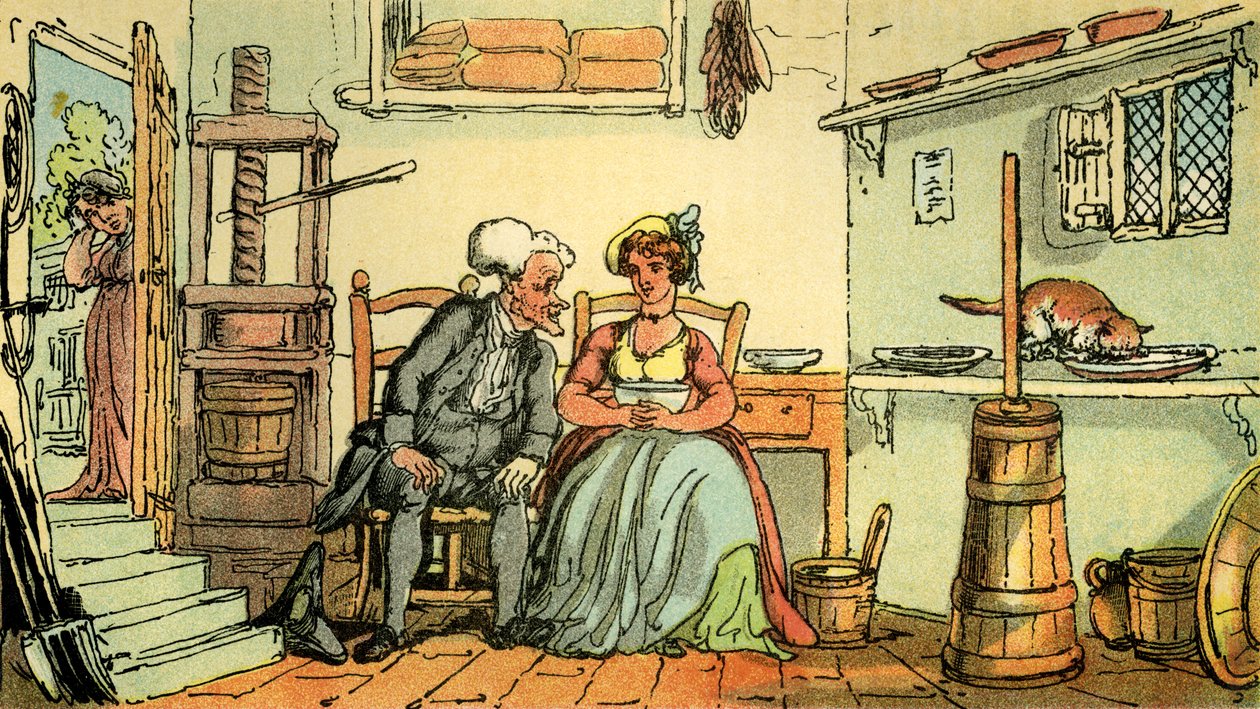„Dr Syntax z mleczarnią” autorstwa Thomas Rowlandson