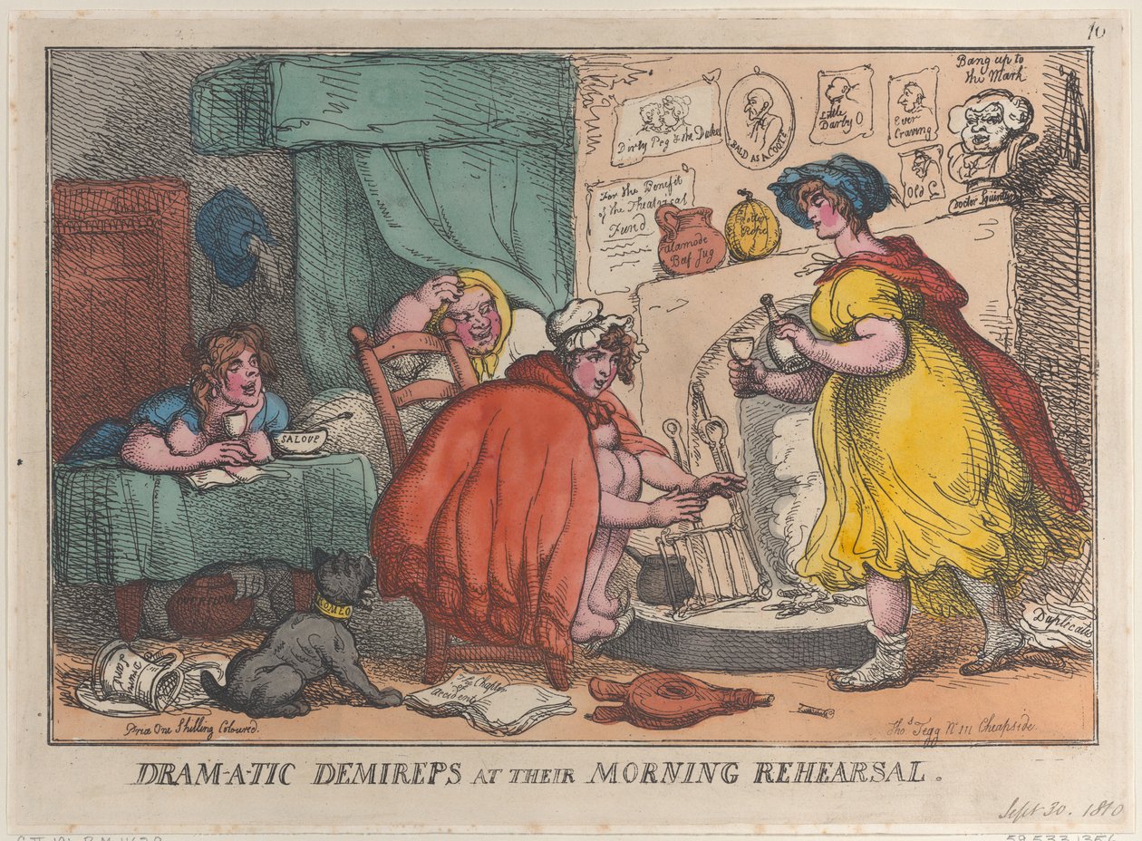 Dram-a-tic Demireps na ich porannej próbie, 30 września 1810 r., 30 września 1810 r. autorstwa Thomas Rowlandson