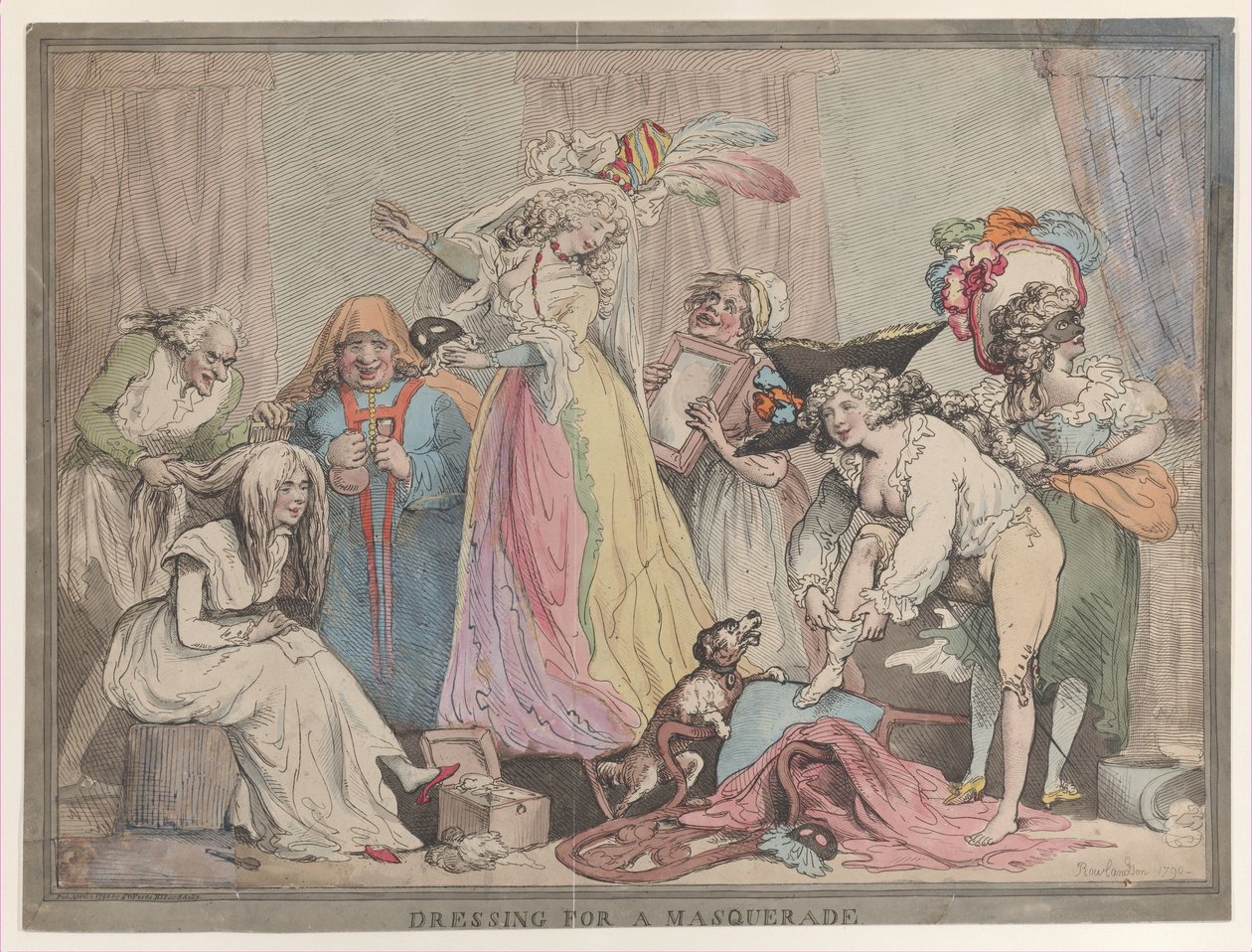 Przebieranie się na maskaradę, 1 kwietnia 1790 r., 1 kwietnia 1790 r. autorstwa Thomas Rowlandson