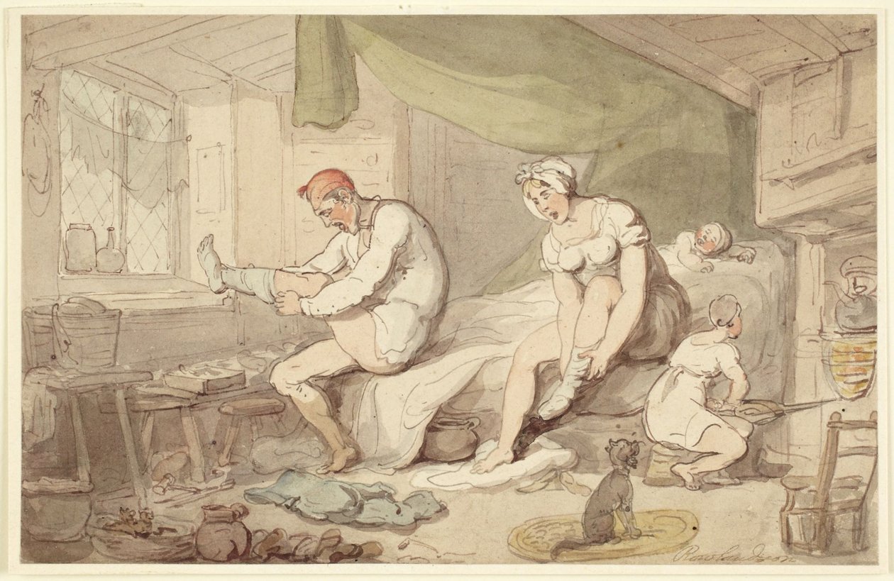 Scena przebierania się autorstwa Thomas Rowlandson