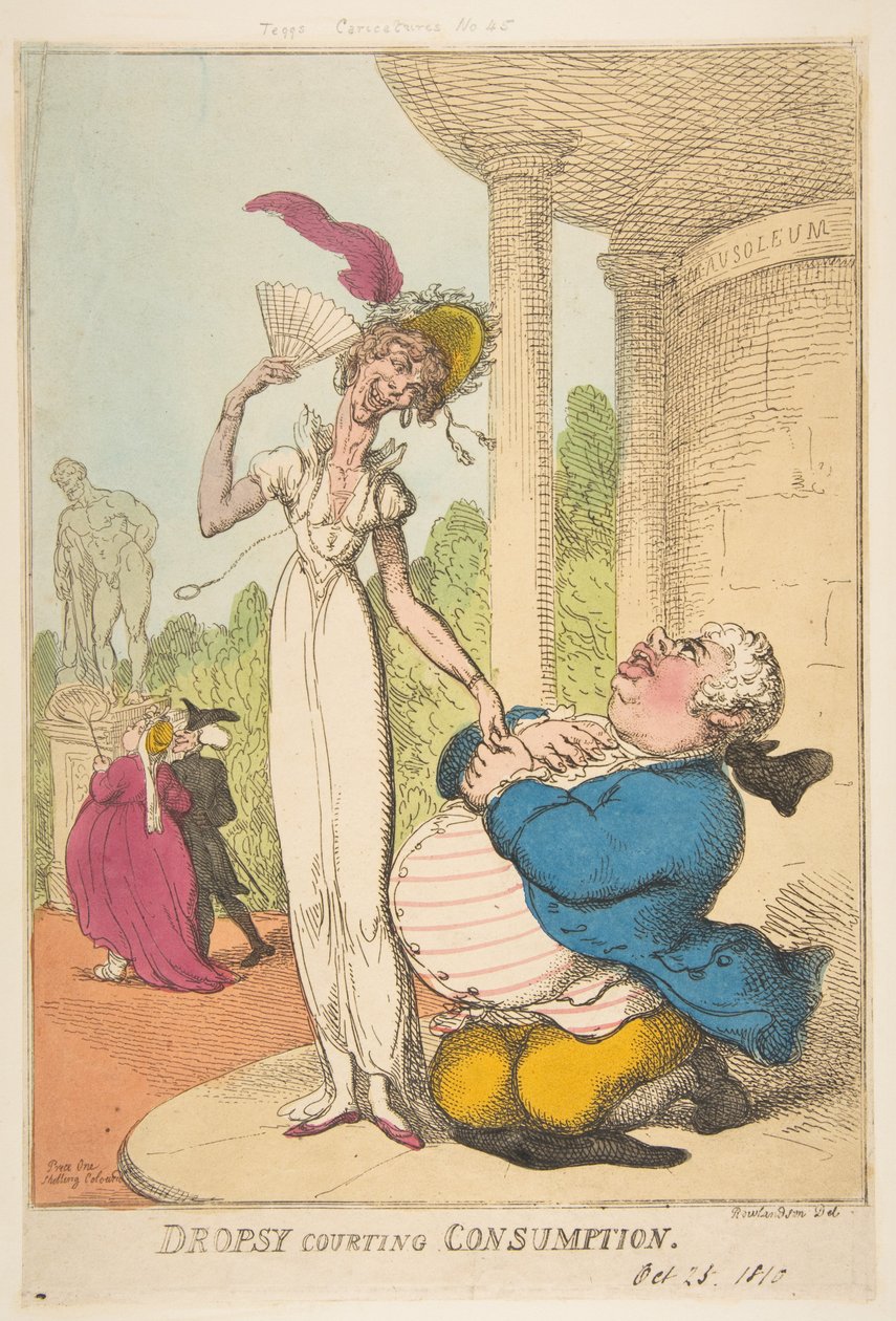 Dropsy Courting Consumption, 25 października 1810 r. autorstwa Thomas Rowlandson