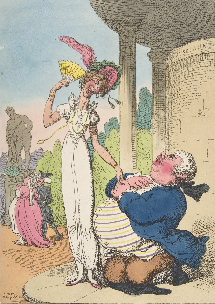 Dropsy Courting Consumption, 25 października 1810 r., 25 października 1810 r. autorstwa Thomas Rowlandson