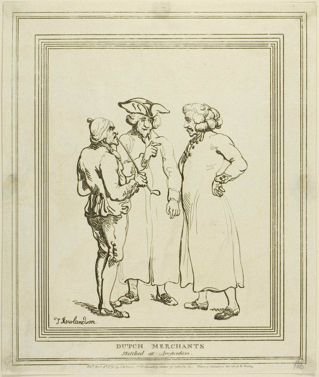 Holenderscy kupcy naszkicowani w Amsterdamie autorstwa Thomas Rowlandson