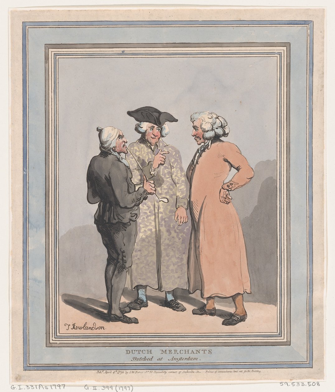 Kupcy holenderscy naszkicowani w Amsterdamie, 4 kwietnia 1796, 4 kwietnia 1796. autorstwa Thomas Rowlandson
