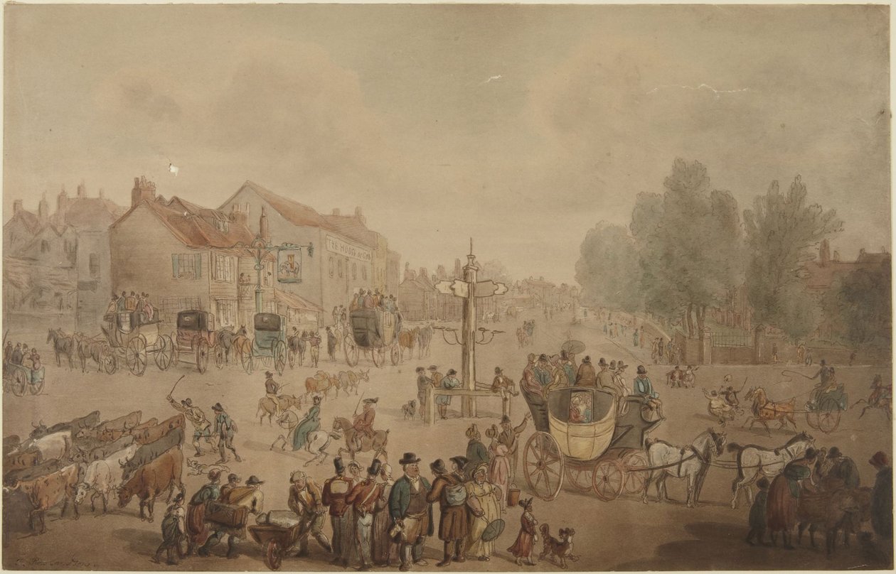 Elephant and Castle Inn, Newington autorstwa Thomas Rowlandson