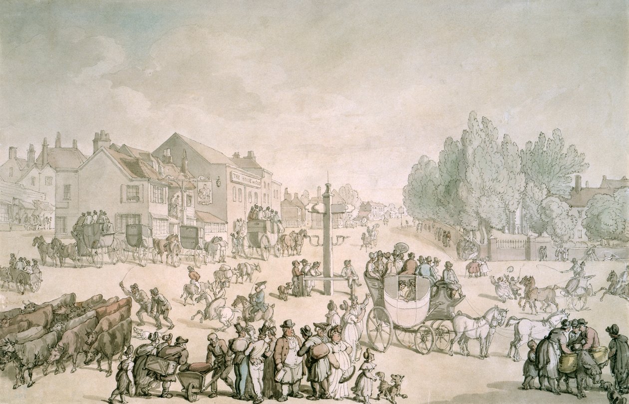 Słoń i zamek, Southwark, Londyn, c1805-c1820 autorstwa Thomas Rowlandson