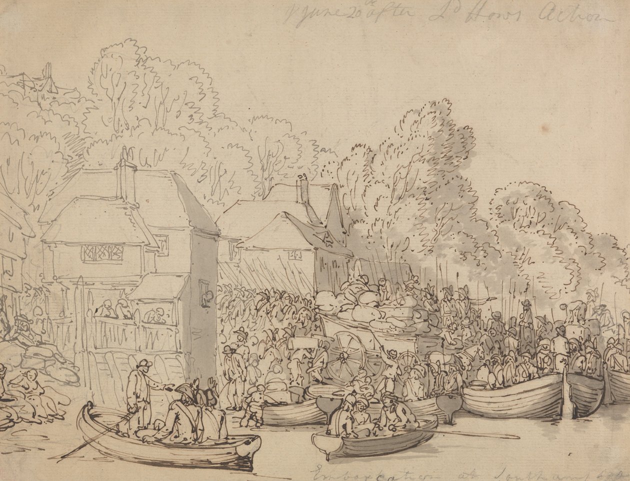 Wejście na pokład w Southampton, 20 czerwca 1794 r. (wersja A) autorstwa Thomas Rowlandson