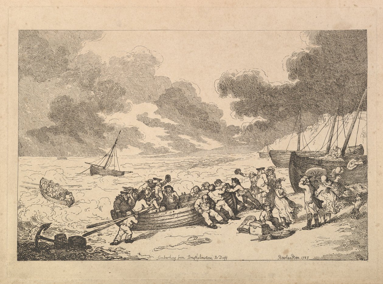 Rejs z Brighthelmstone do Diepp[e] (z: „Imitacje współczesnych rysunków”) autorstwa Thomas Rowlandson