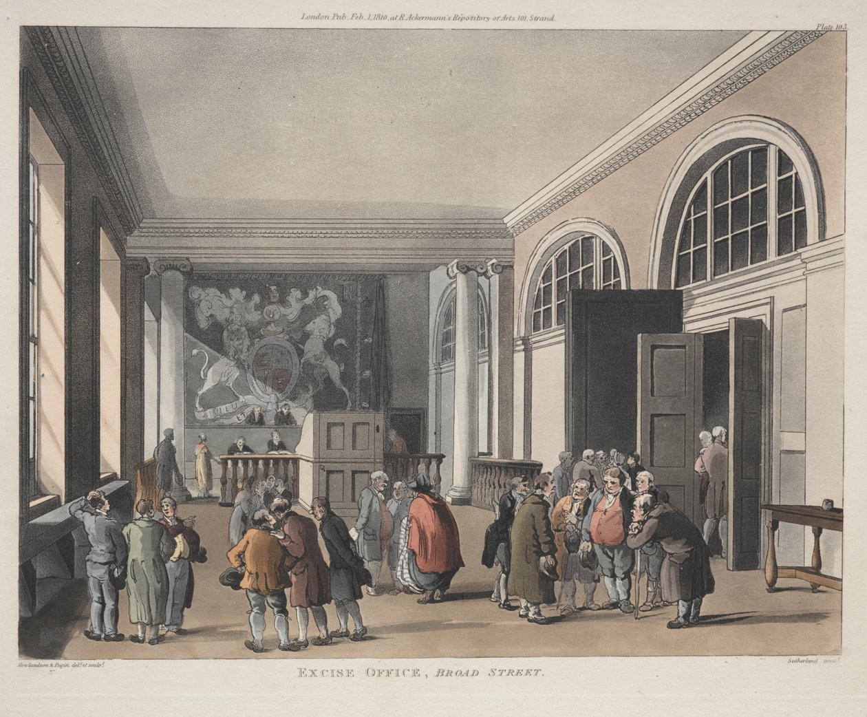 Urząd Akcyzowy, Broad Street autorstwa Thomas Rowlandson
