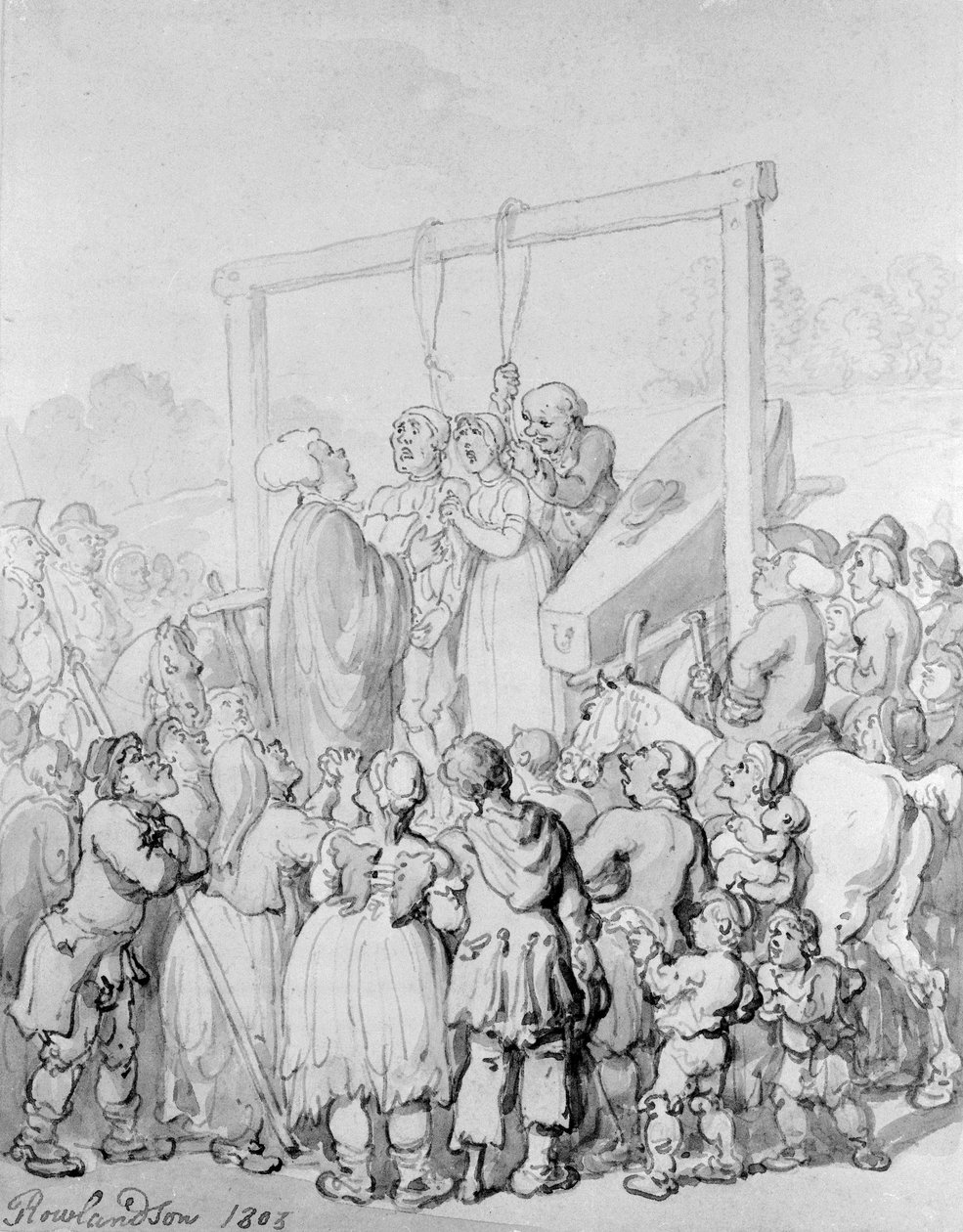 Egzekucja w Tyburn, 1803 autorstwa Thomas Rowlandson