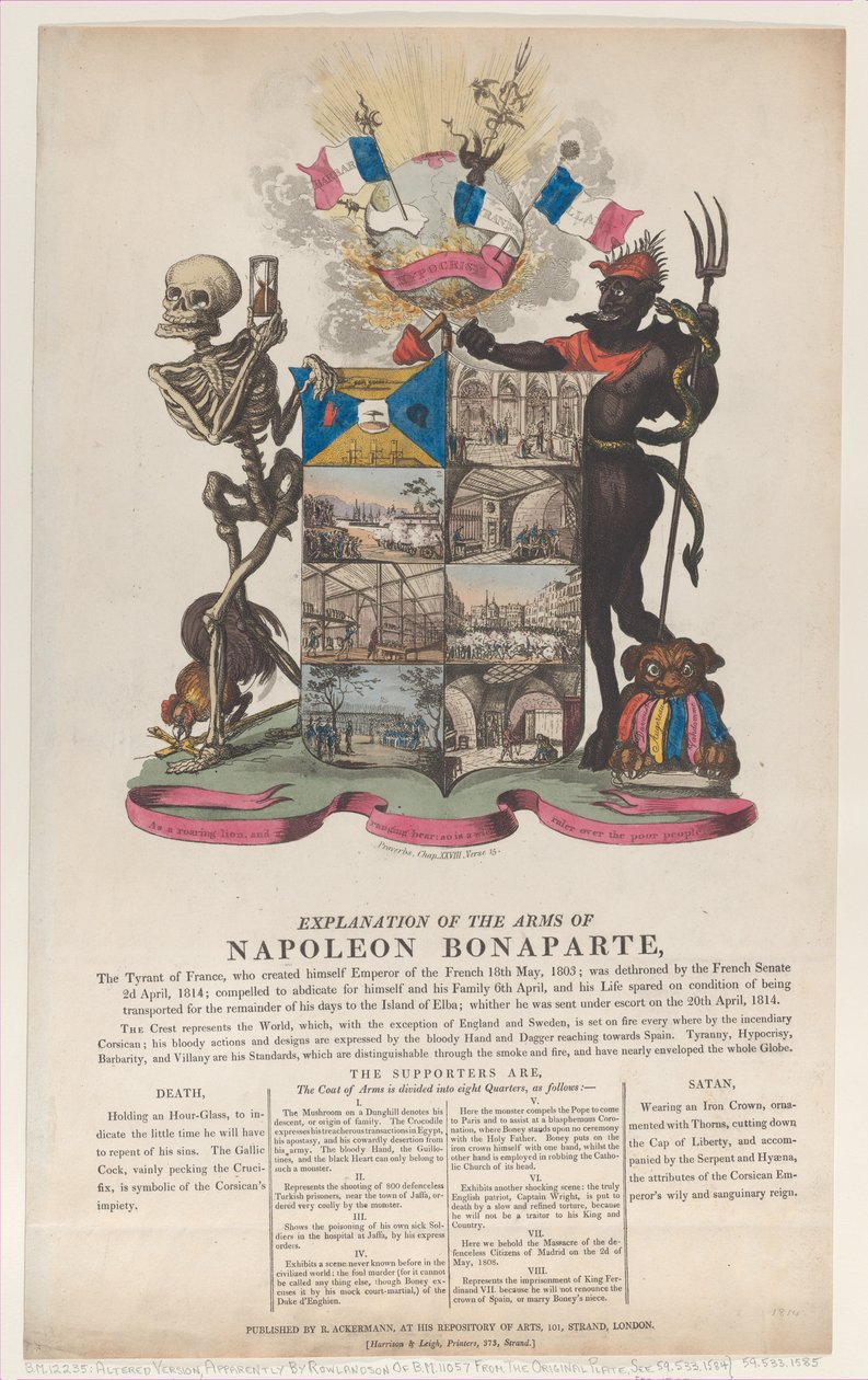 Wyjaśnienie broni Napoleona Bonaparte, kwiecień 1814., kwiecień 1814. autorstwa Thomas Rowlandson