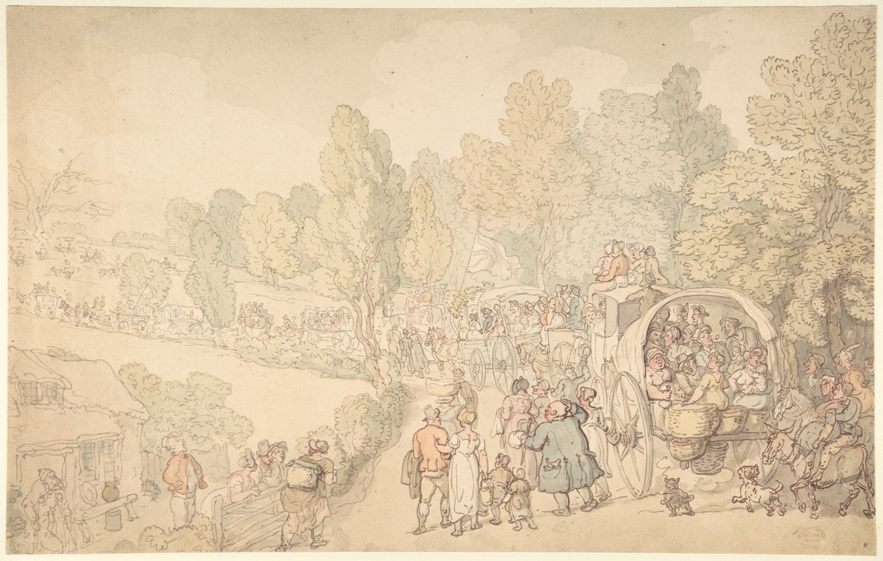 Jarmark w Fairlop, Essex autorstwa Thomas Rowlandson