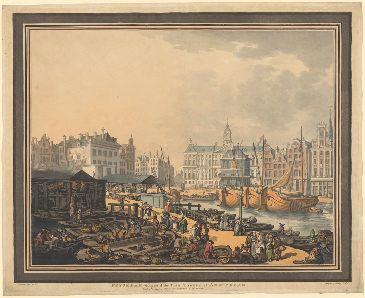 Tama Feyge, z częścią targu rybnego w Amsterdamie autorstwa Thomas Rowlandson