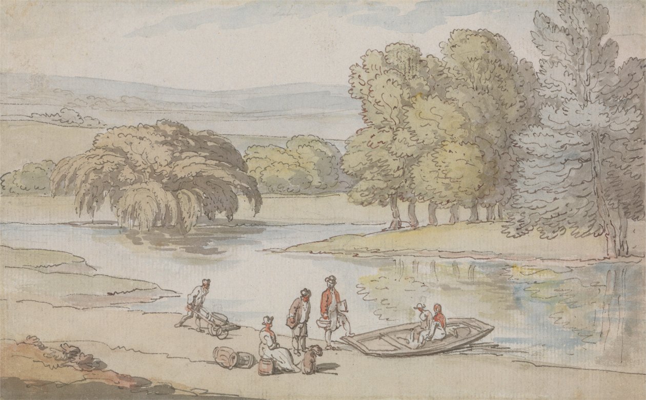 Postacie przy promie autorstwa Thomas Rowlandson
