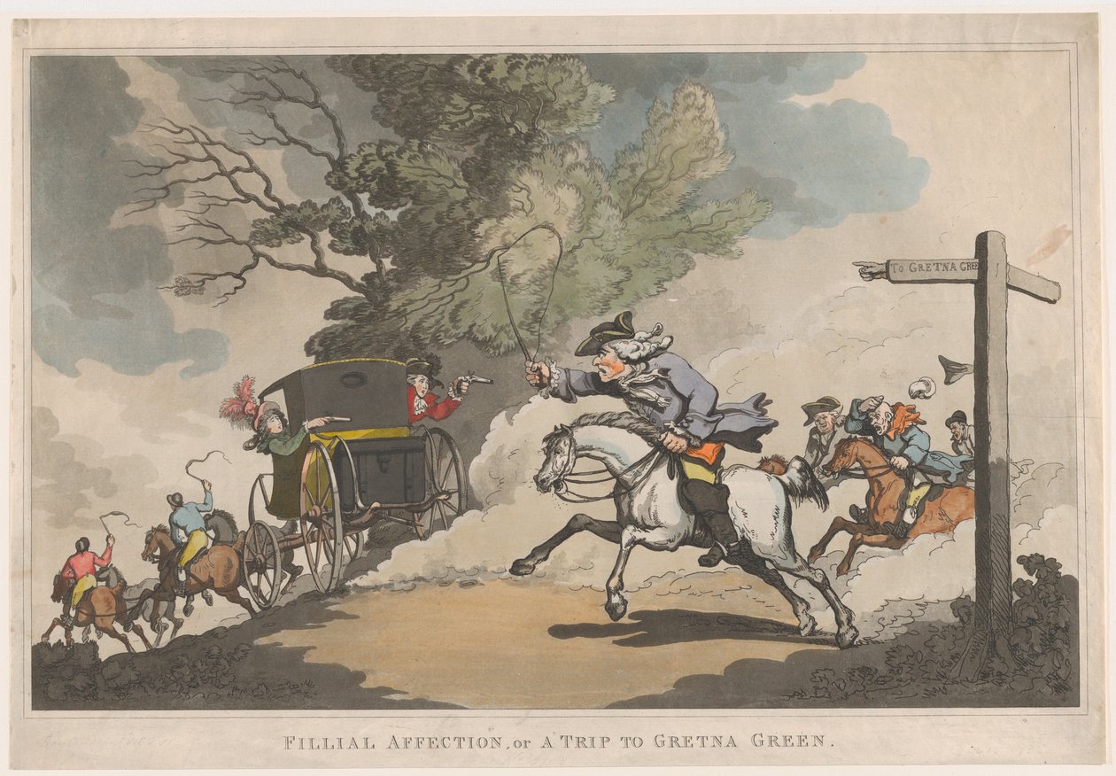 Synowska sympatia, czyli wycieczka do Gretna Green, 15 grudnia 1785., 15 grudnia 1785. autorstwa Thomas Rowlandson