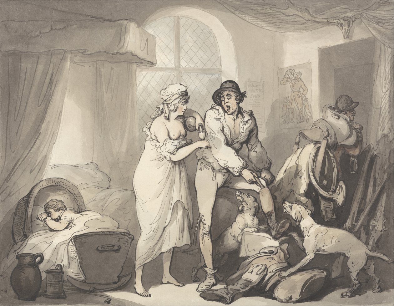 Czwarta godzina na wsi, ok. 1788-90 (grafit, długopis, tusz i akwarela na papierze) autorstwa Thomas Rowlandson