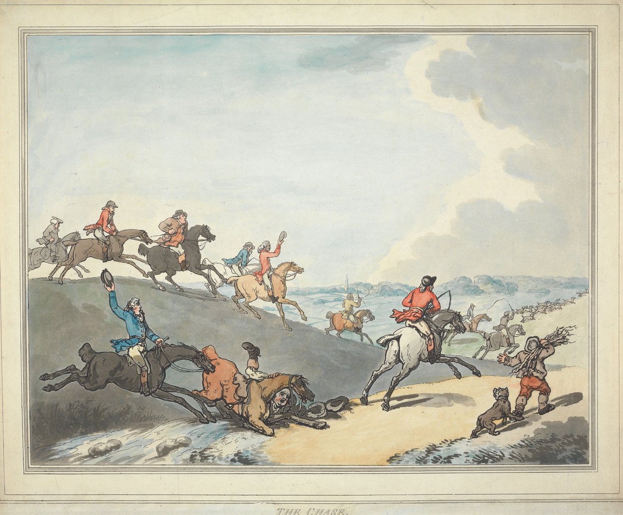Polowanie na lisy [zestaw sześciu]:   2. Pościg autorstwa Thomas Rowlandson
